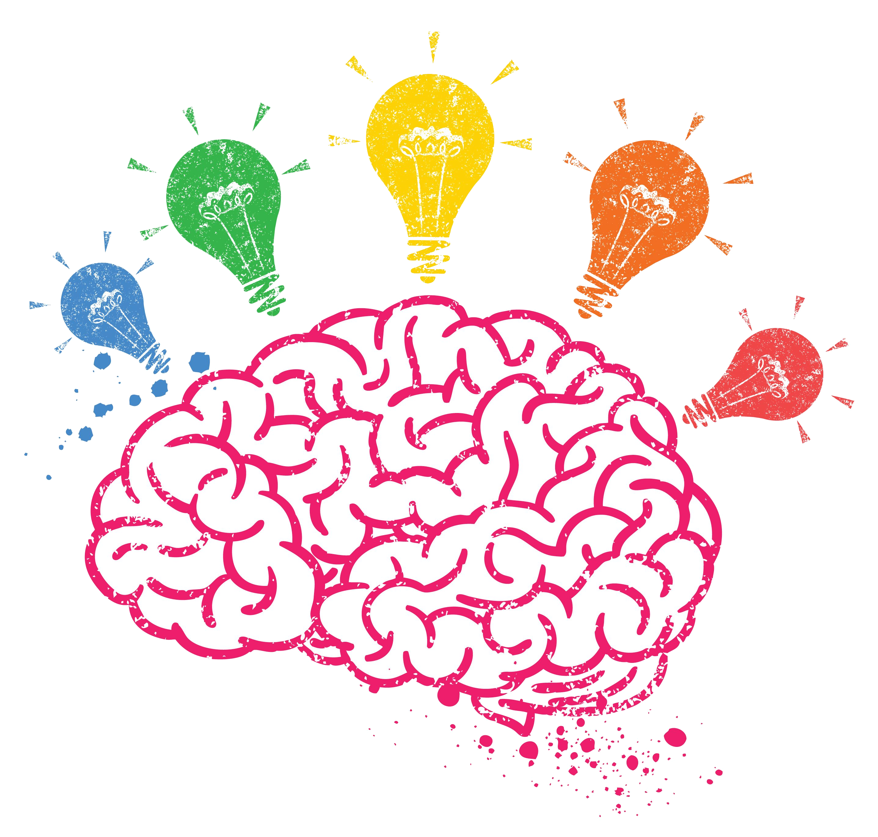 brain with lightbulbs around it